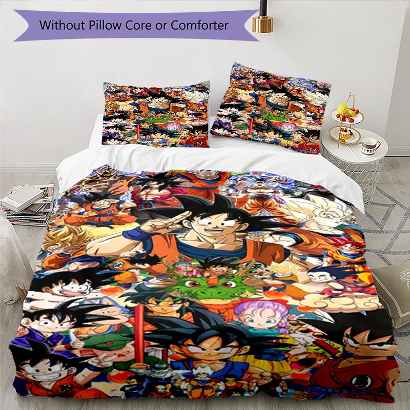 3pcs Dragon Ball3 Design Cover Set - HD Printed Bedding with 1 Cover and 2 Pillowcases - Perfect for Home and Dorm Decor
