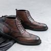 Trendy Korean Version Versatile Medium Top Short Boots British Retro Men's Engraved Brock Martin Boots 85680-T