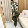 Autumn and Winter Women's Knitted Three-piece Suit Long-sleeved Knitted Top Wide-legged Pants Scarf Casual Fashion Temperament Three-piece Suit