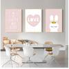 Pink Cartoon Painting Decoration Picture Nordic Baby Girl Room Decor Nursery Wall Art Canvas Poster Minimalist Crown Bunny Print