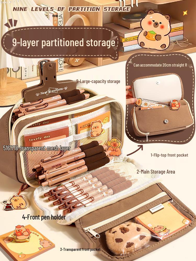 Капибара Прозрачный пенал большой вместимости, грязеотталкивающий, милый и стильный для учеников средней школы