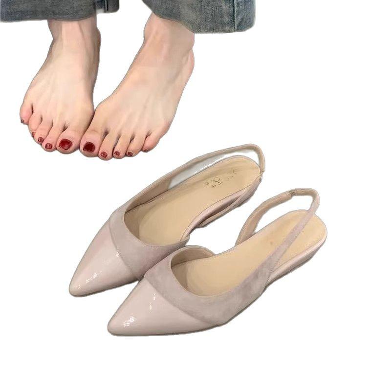 Нежные туфли-лодочки на танкетке в сказочном стиле, новинка 2025 года, элегантные замшевые туфли с острым носком и неглубоким вырезом, с открытой пяткой, для работы