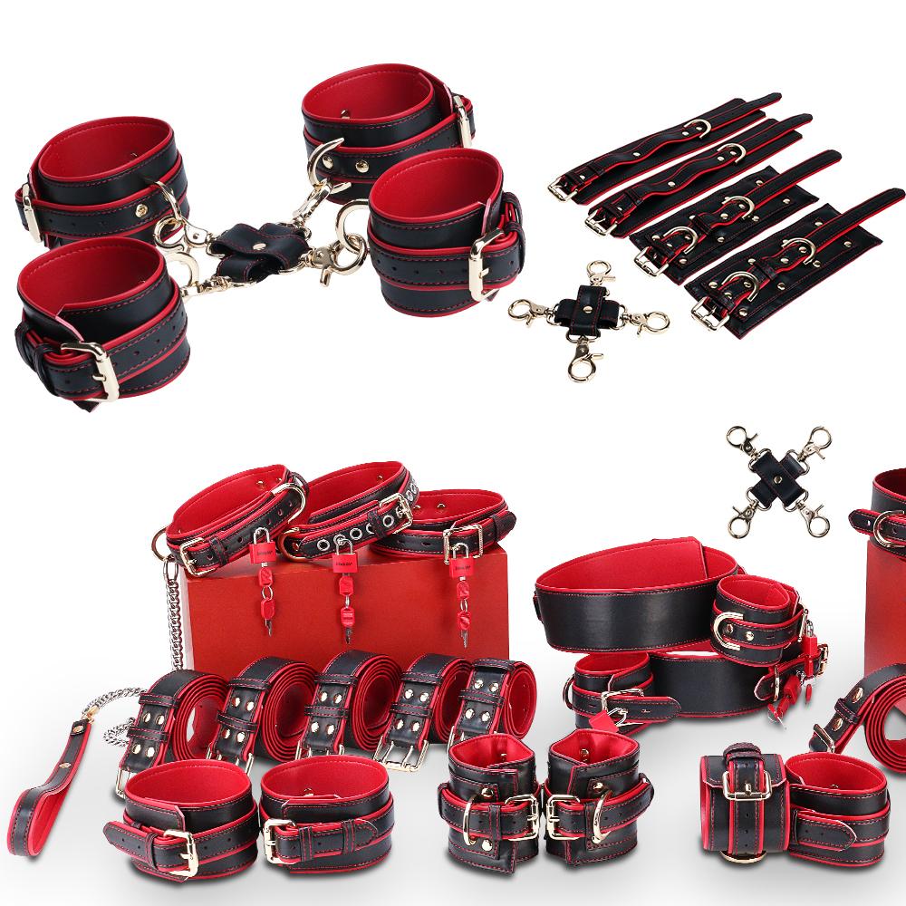 YOCY BDSM restraint set adult leather restraint sets,handcuffs,ankle cuffs collars neck covers sex toys role-playing props