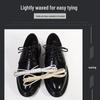 Black & Brown Waxed Leather Shoelaces for Men - Casual Round, Summer Style