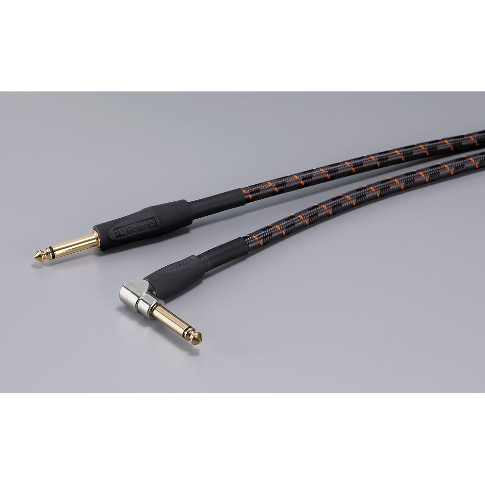 Roland RIC-G5A Instrument Cable, 1.5m length, TR Standard Male Straight to TR Standard Male L-shaped Mono, Shielded, High-Purity Oxygen-Free Copper Wi