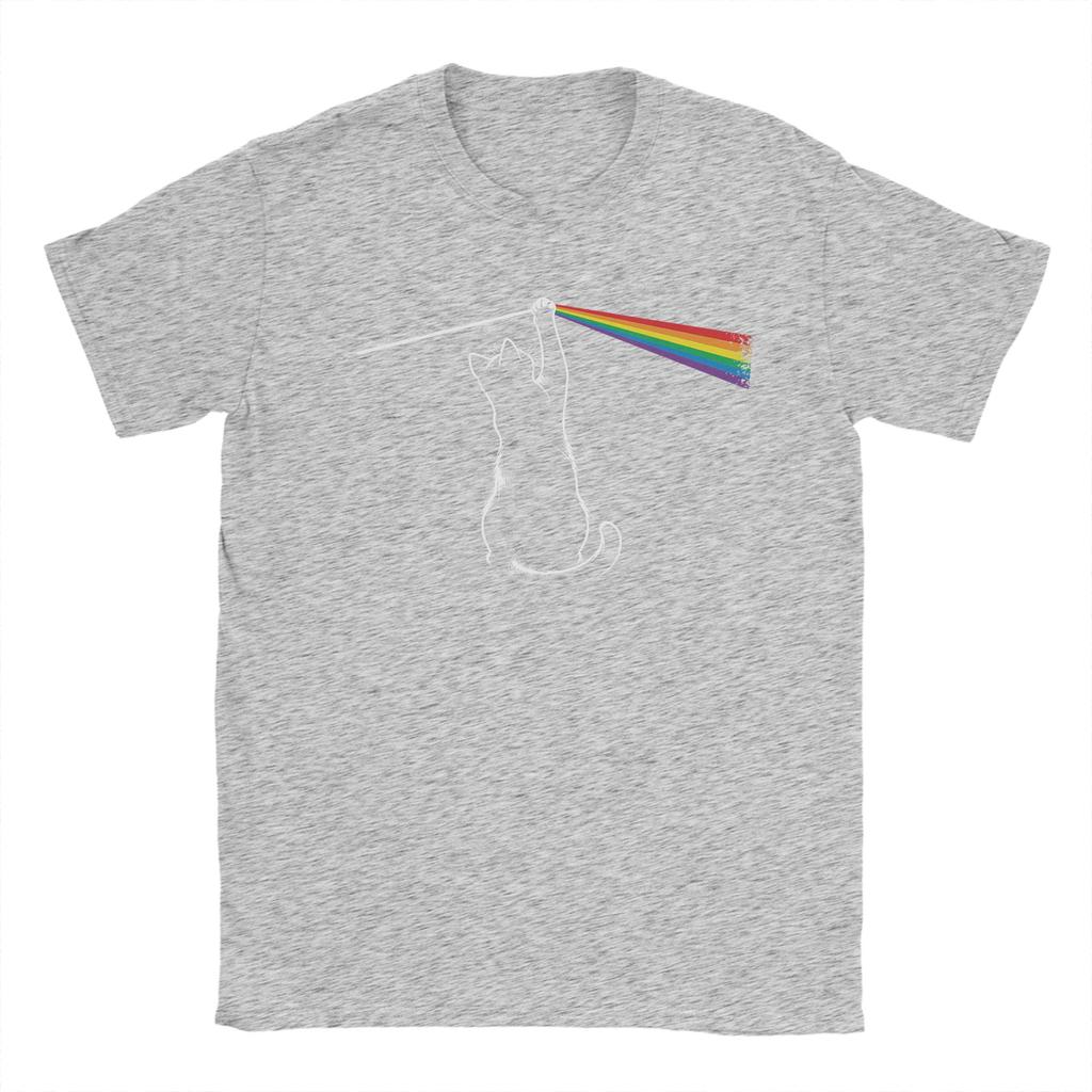 Unisex's Playing with Light Cat T Shirts 100% Cotton Tops Funny Short Sleeve Crew Neck Tee Shirt Unique T-Shirt