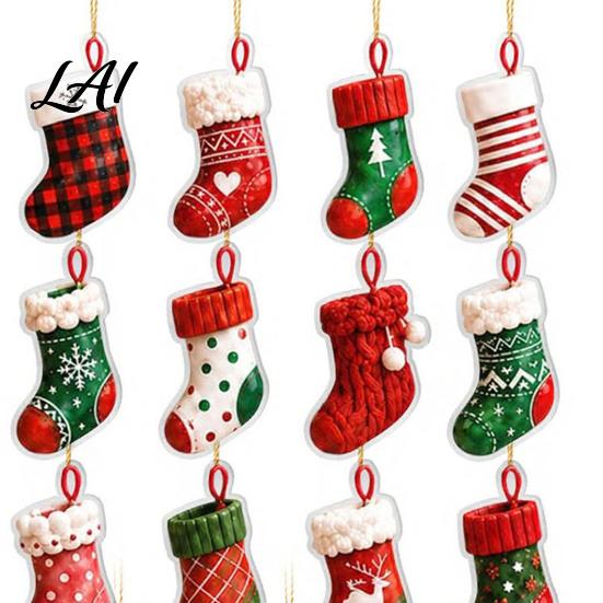 Festive Home Decor Snowman Christmas Countdown Calendar 24-Day Acrylic Ornament Set with Winter Creative Gifts Figures Tree Hanging Decor,