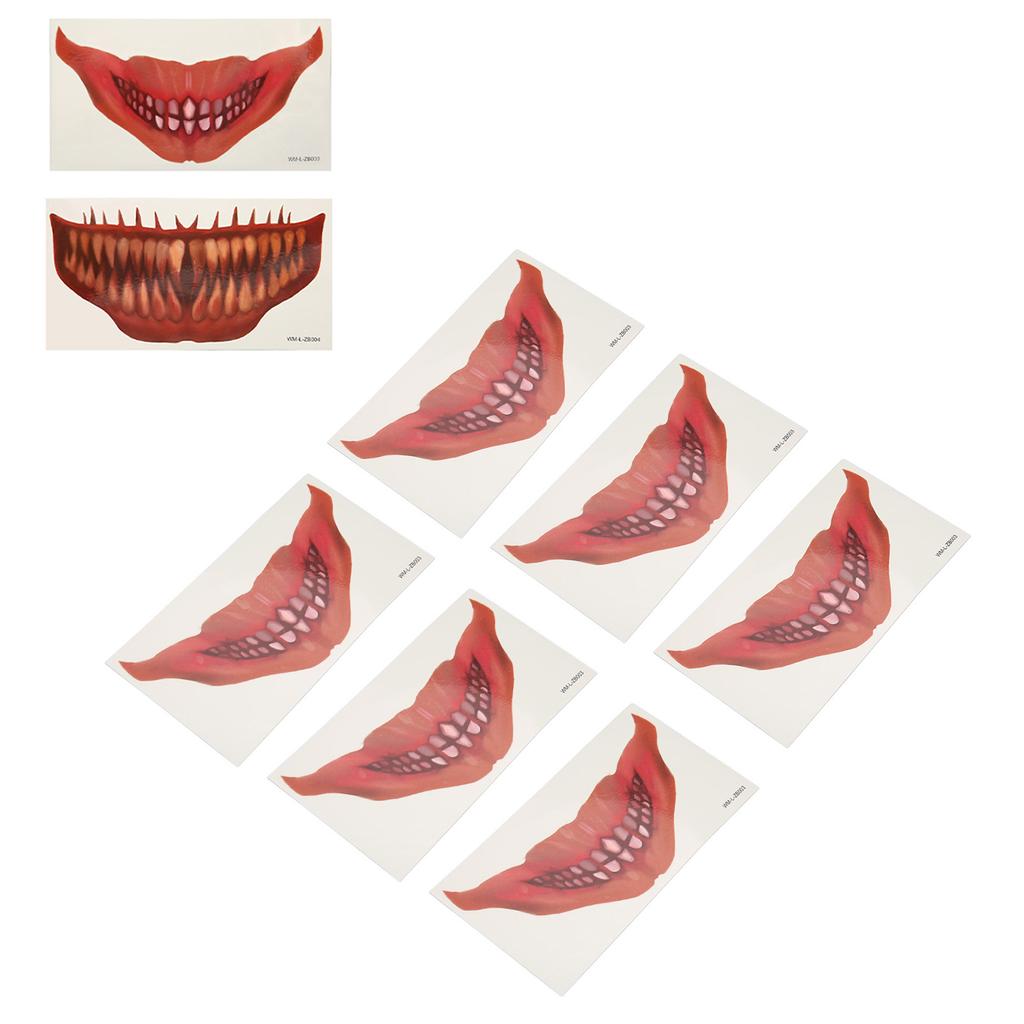 6шт большой рот татуировки наклейки страшные водонепроницаемый Sweatproof ужас временные Хэллоуин татуировки лица St