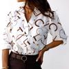 Women's Fashion Casual Spring Fall Long Sleeve POLO Neck Top Blouses & Shirts Stylish Printed Women Tops Office Lady Blouses Shirts