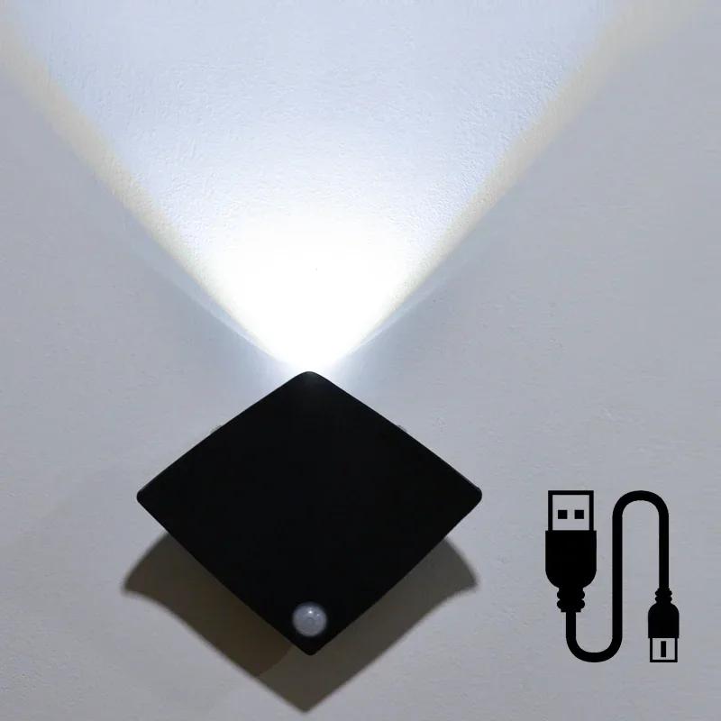 Перезаряжаемый светодиодный ночник с индукцией человеческого тела, беспроводной светодиодный настенный светильник для спальни, гостиной, декора лестницы, внутреннее освещение