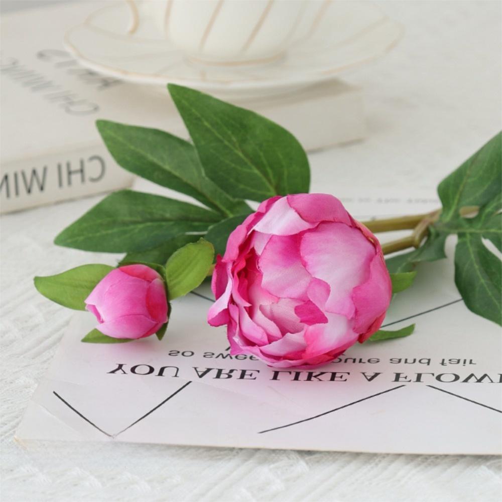 2 Head Artificial Peony Flowers European-Style Fake Peony Bouquet for Home Wedding Decor