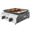 Gas Grill 8000BTU/2.4 KW Grill Cart incl. 2 Stainless Steel Burners Pressure Regulator 44 x 44.5 x 19 cm Silver+Black