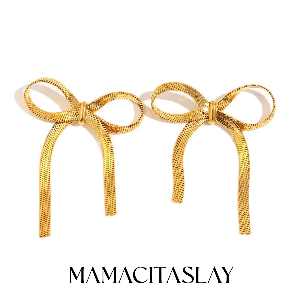MamacitaSlay Серьги-цепочки из нержавеющей стали с лезвием, бантом и кисточками, Водонепроницаемые украшения на годовщину, Милые серьги для женщин, Подарок
