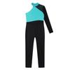 Girls One Mesh Sleeve Full Body Cover Jumpsuits Gymnastics Ballet Modern Dance Uniform Unitard Ice Skating Competition Costume