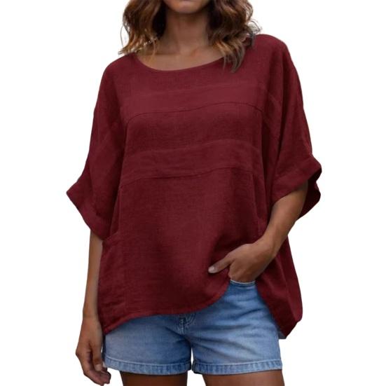 Womens O Neck Shirt Soft Breathable Tops Regular Fit Dolman Sleeve Top Casual Loose Fit Blouse Summer Spring Shirt Perfect for Work Party Date Fashion