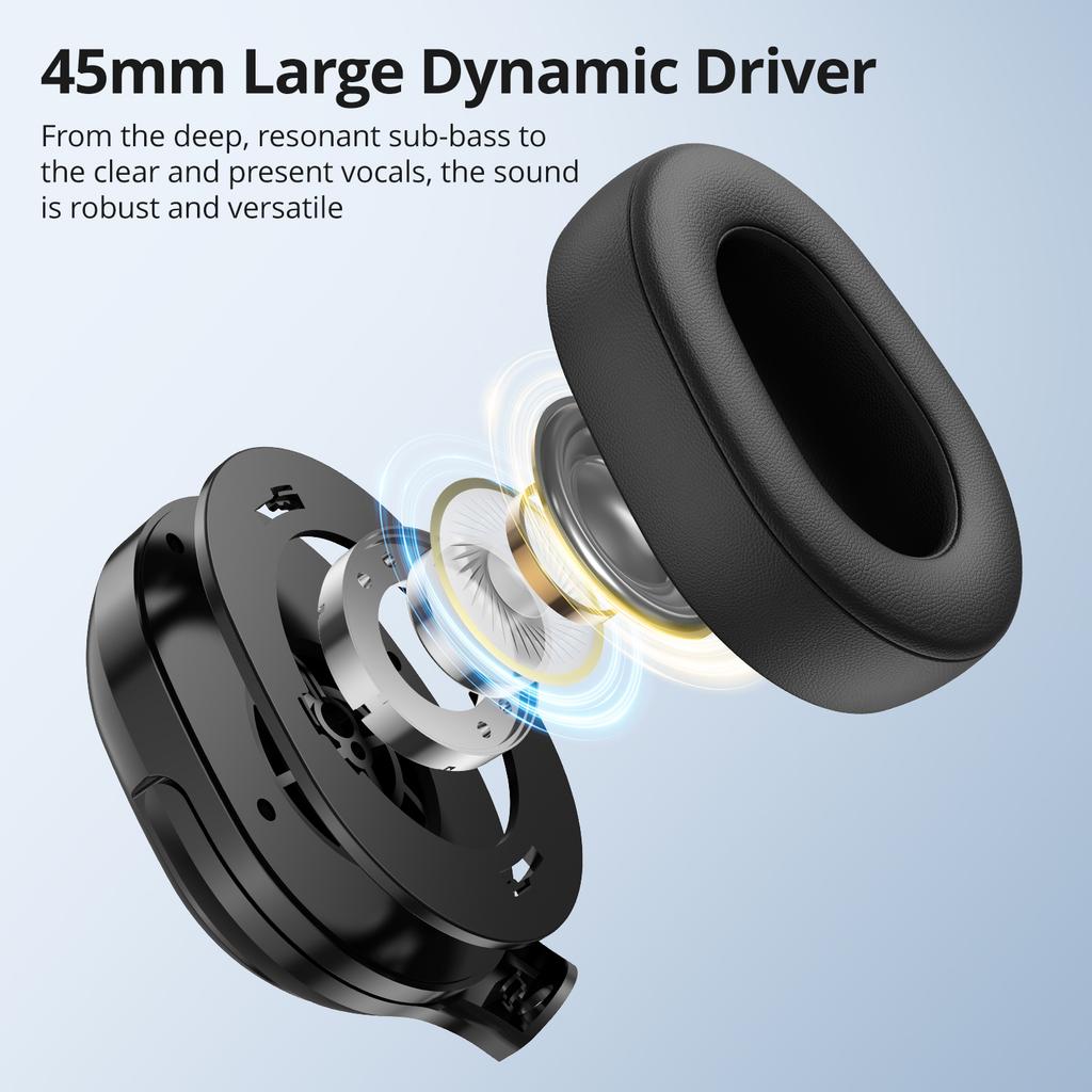 High-quality Over-Ear Wireless Gaming Headphones Qualcomm 5.1v Chipset Hybrid ANC Type-C 1050mAh Battery 65h Playback 45mm