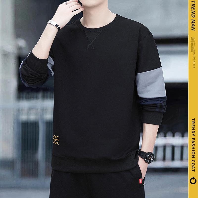 Hoodies with Round Neck Men's Round Neck Sweater Spring and Autumn Loose On Clothes Casual Bottoming Shirt Sports Sweater Men