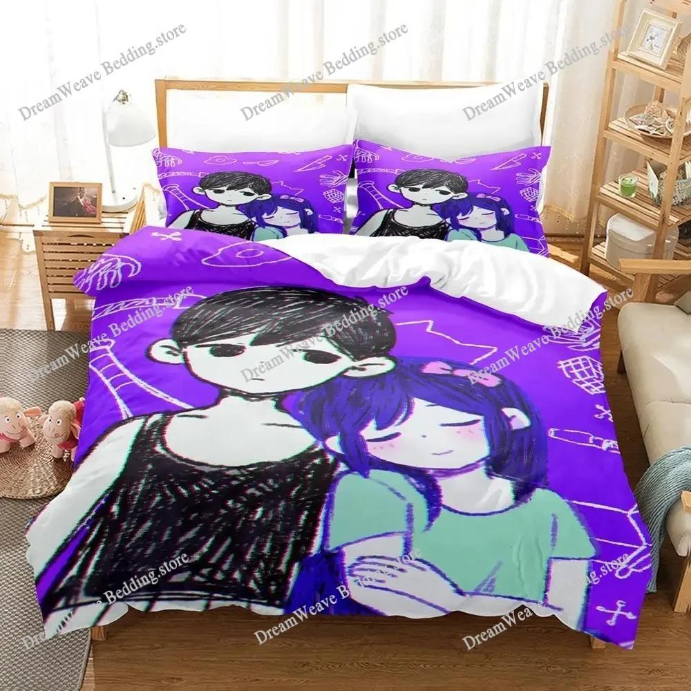 Новый комплект постельного белья Omori Односпальный Полуторный Двуспальный Евро Евро-Макси Размер Комплект постельного белья для взрослых и детей Спальня Пододеяльник Комплекты 3D Печать Аниме Комплект простыней74