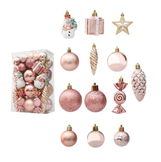 Christmas Tree 29 Piece Ornament Set for Festive Decoration in Homes or Holiday Party Settings with Plastic Material