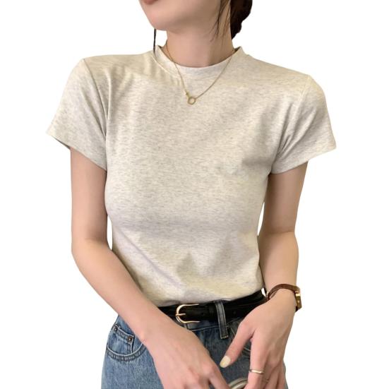 Женская приталенная футболка с круглым вырезом и короткими рукавами, пуловер, однотонная эластичная мягкая футболка, уличная одежда