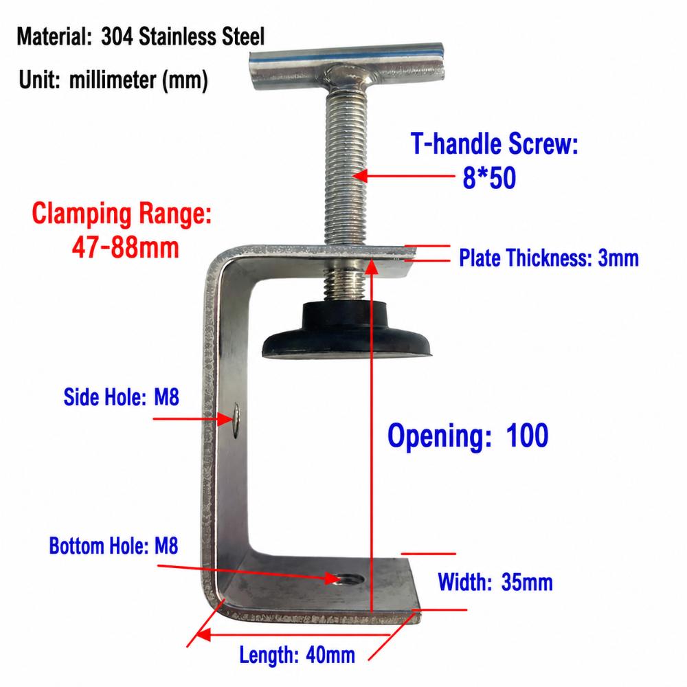 304 Stainless Steel C-clamp Woodworking Fixing Clips  Multi-purpose Fastening Tools