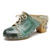 Кожаные лоскутные туфли на высоком каблуке с тиснением в стиле ретро, ​​расписанные вручную, универсальная женская обувь