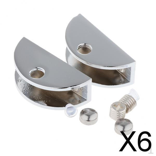 6x2pc Zinc Alloy Fixed Glass Half Circle Adjustable Brackets 810mm