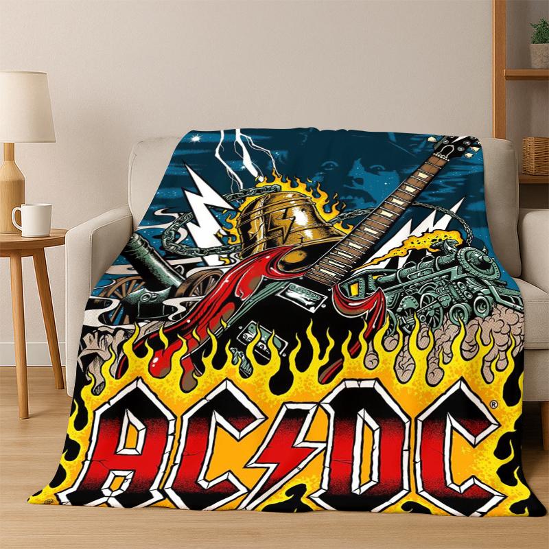 3D Мультяшное Фланелевое Одеяло с Изображением Рок-Группы ACDC Мягкое Теплое Одеяло Плед для Спальни Гостиной Кровати Путешествий Кемпинга Пикника Подарок