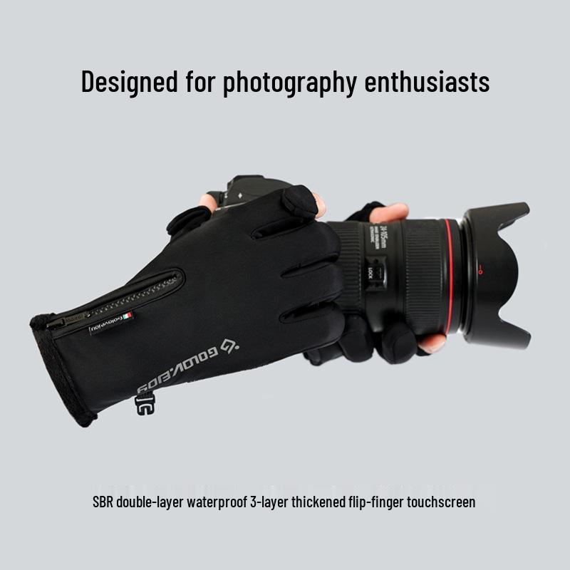 DB65 Waterproof Fingerless Photography Gloves - Warm, Non-slip, Touchscreen for Cycling & Fishing