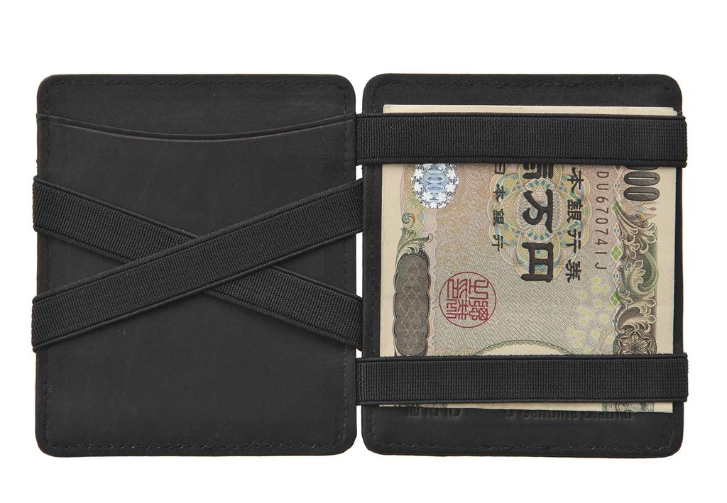 HUNTERSON Волшебный кошелек с отделением для монет, Вмещает японские банкноты (Широкий), черный