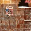 Плоский металлический знак 2D 8x12 дюймов Винтажный Корги Патриотическое настенное искусство День независимости США Предварительно просверленный Домашний декор