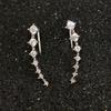 1 Pair Women Ear Studs C Shape Rhinestone Jewelry Shiny Korean Style Stud Earrings for Dating