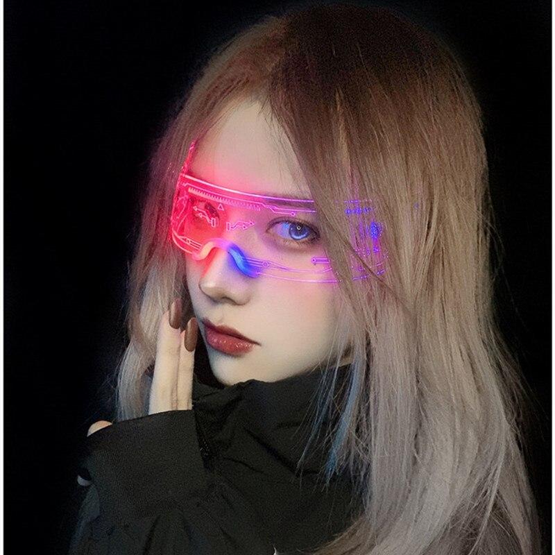 Cyberpunk Futuristic Technology Sense Glasses Sci-fi Led Bungee Ins Male Net Red Female Bar Glowing Sunglasses