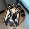 New Xiaoxiangfeng Camellia Black and White Square Scarf Korean Silk Scarf Women's Versatile Shawl Sunscreen Silk Scarf
