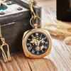 Automatic Mechanical Square Pocket Watch Authentic Flip Cover Trendy Classic Roman Font Retro Hanging Chain Mechanical Pocket Watch