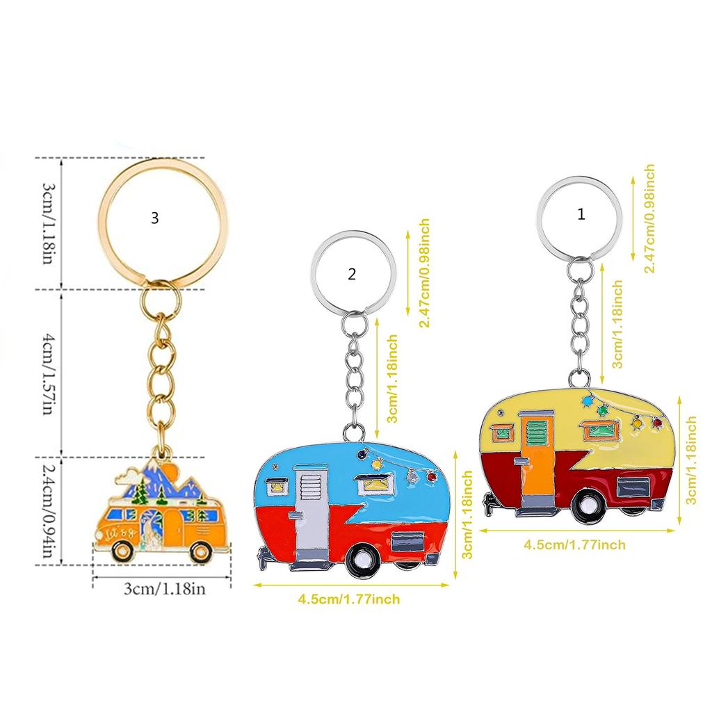 2Pcs Camping Keychain Set Colorful Motorhome Keyrings Stylish Bag Pendant Key Pendant Suitable for Travel Enthusiasts