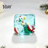 Soft Squeezable Maltose Cube Christmas Stress Relief Toy with Internal Dolls, Transparent Stocking Stuffers for Kids Sensory Fidget Toy, Portable