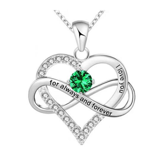Ожерелье в форме сердца для женщин Романтичная подвеска в форме сердца с надписью «Я люблю тебя вечно» из кубического циркония