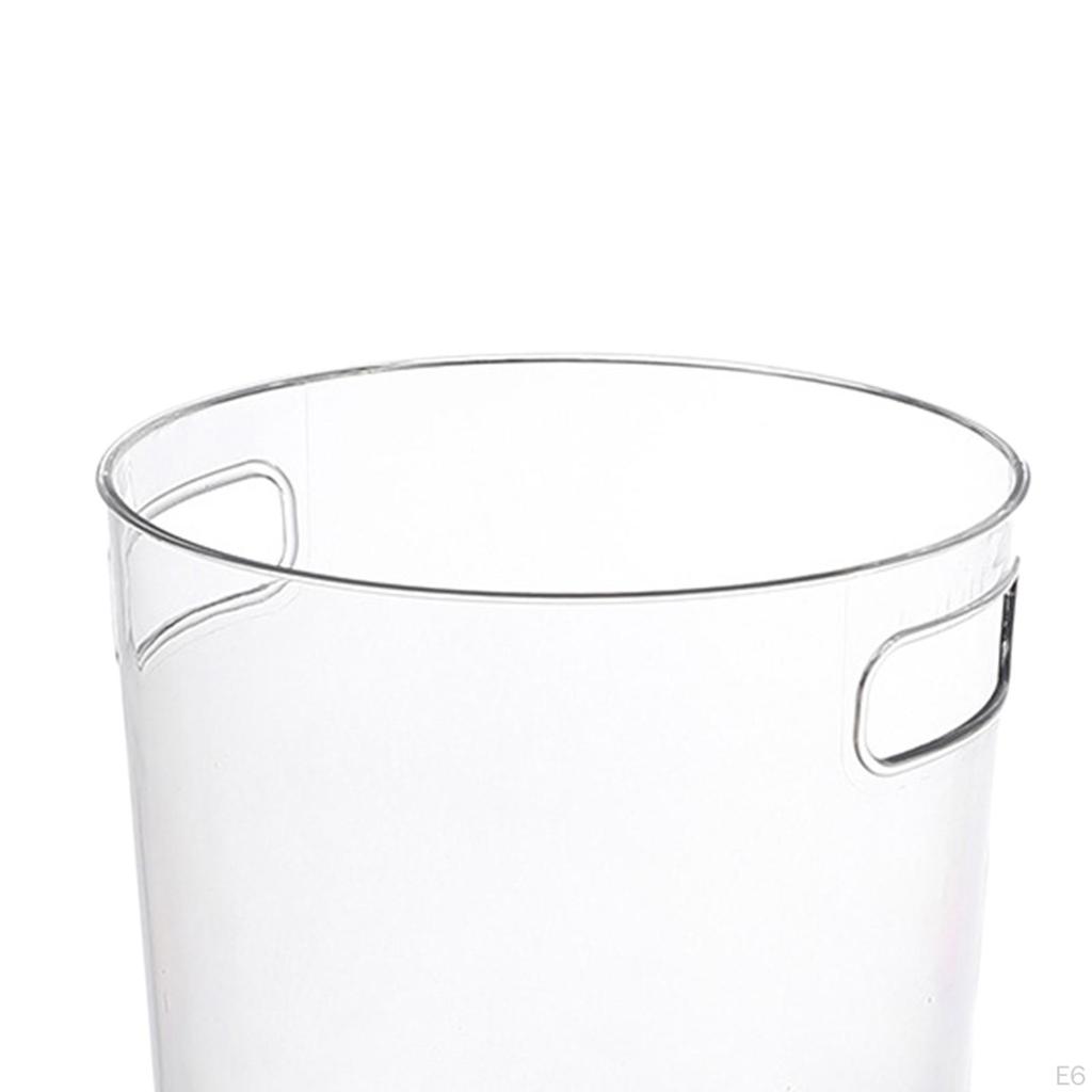Round Transparent Trash Can Wastebasket Garbage Container Bin Organizer Box Ice Bucket