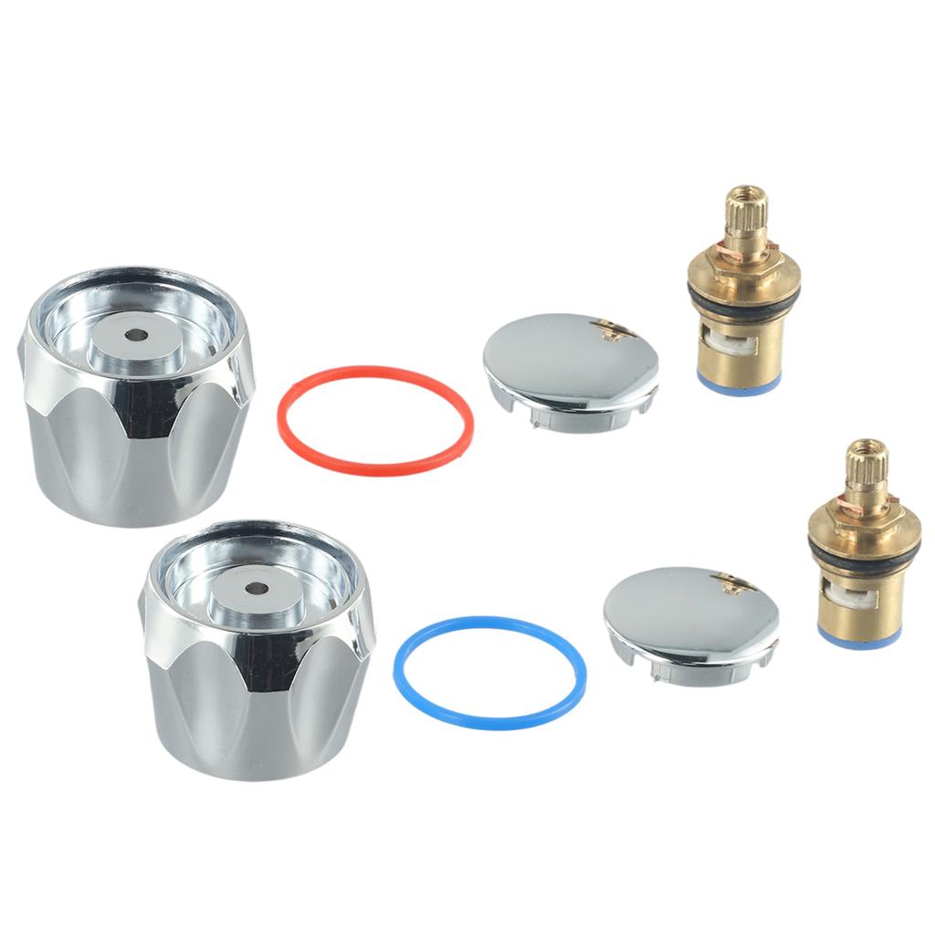 2pcs Copper Valve Faucet Handle Handwheel ABS Blue Handwheel