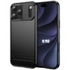 Coque pour iPhone 18 Pro, Silicone Souple Noir Elégante Anti-Rayures Effet Fibre Carbone