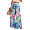 Women's Loose Casual Floral Print Wide Leg Pants With Elastic Waist Drawstring And Pocket Pants