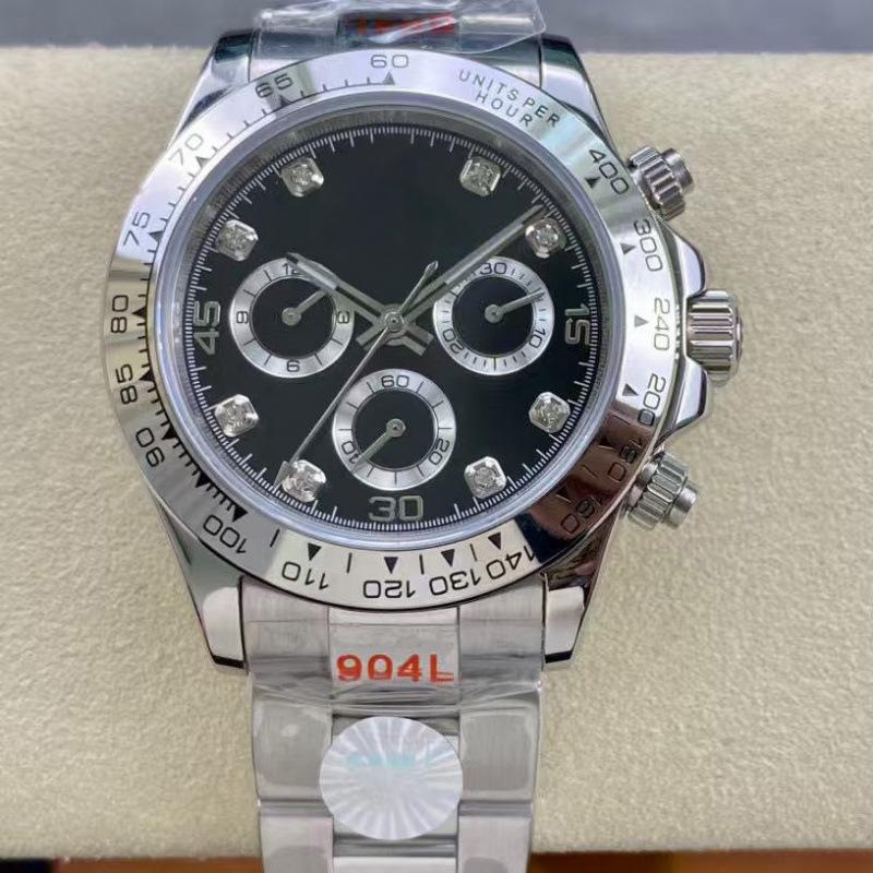 Мужские автоматические механические часы Rolex Daytona 40 мм, многофункциональные, с инкрустацией бриллиантами.