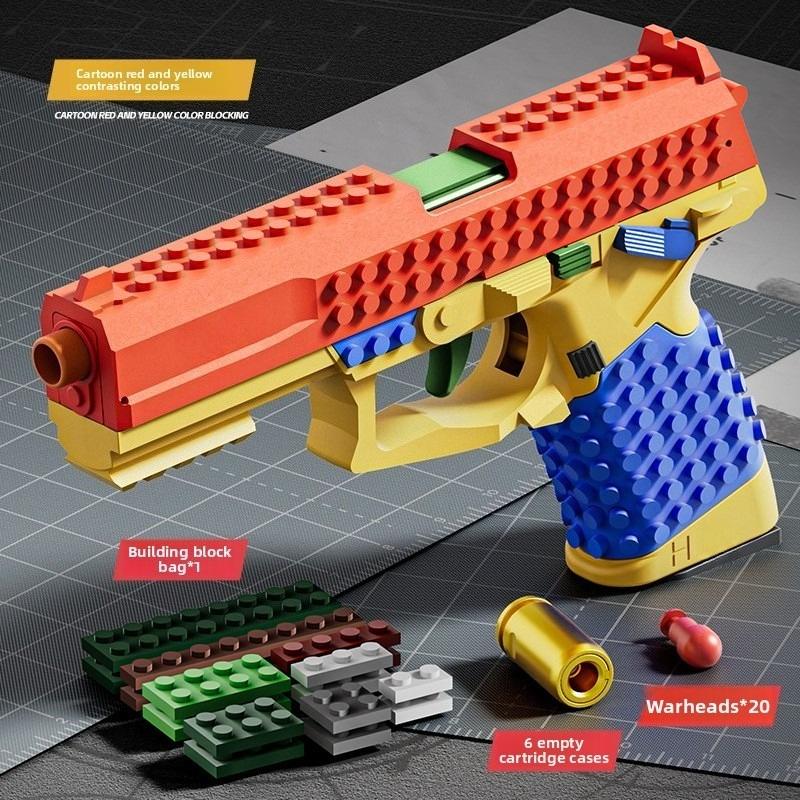 SIG17 Игрушечный пистолет из строительных блоков Автоматическая стрельба Выбрасывает гильзы Отдача Мягкие пули Пистолет Для уличных военных игр Для мальчиков и взрослых Подарок