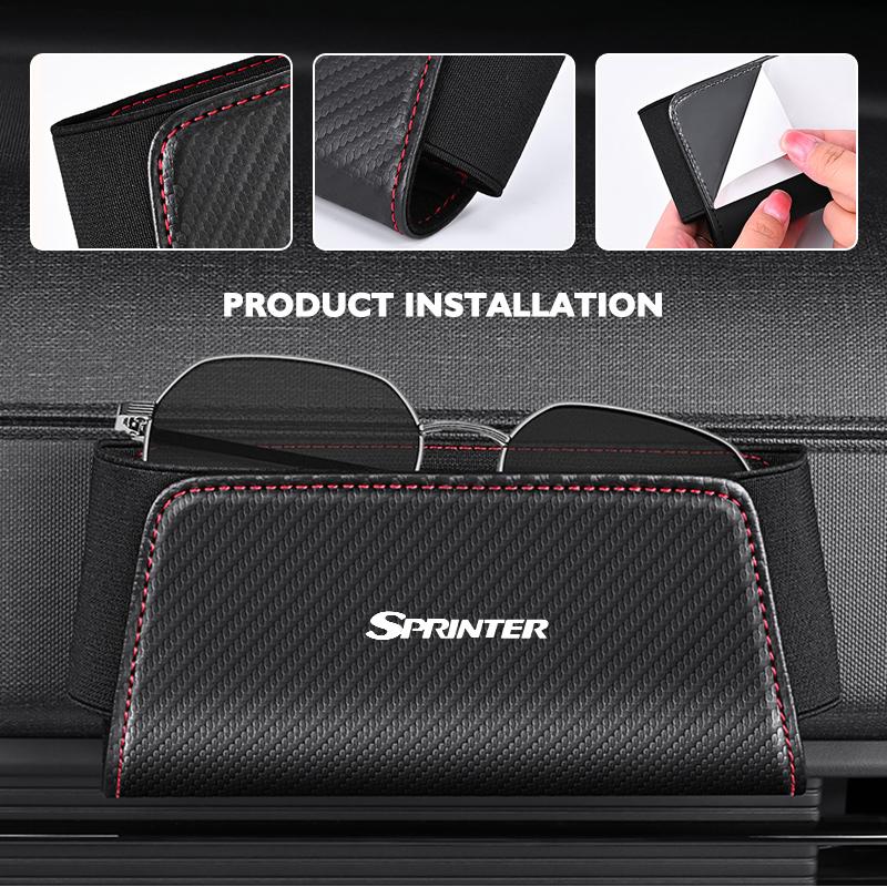 FFYE5 Leather Car Door Organizer Phone Sun Visor Glasses Storage Bag For Mercedes Benz W124 W203 VITO Sprinter Viano V-Class R-Class