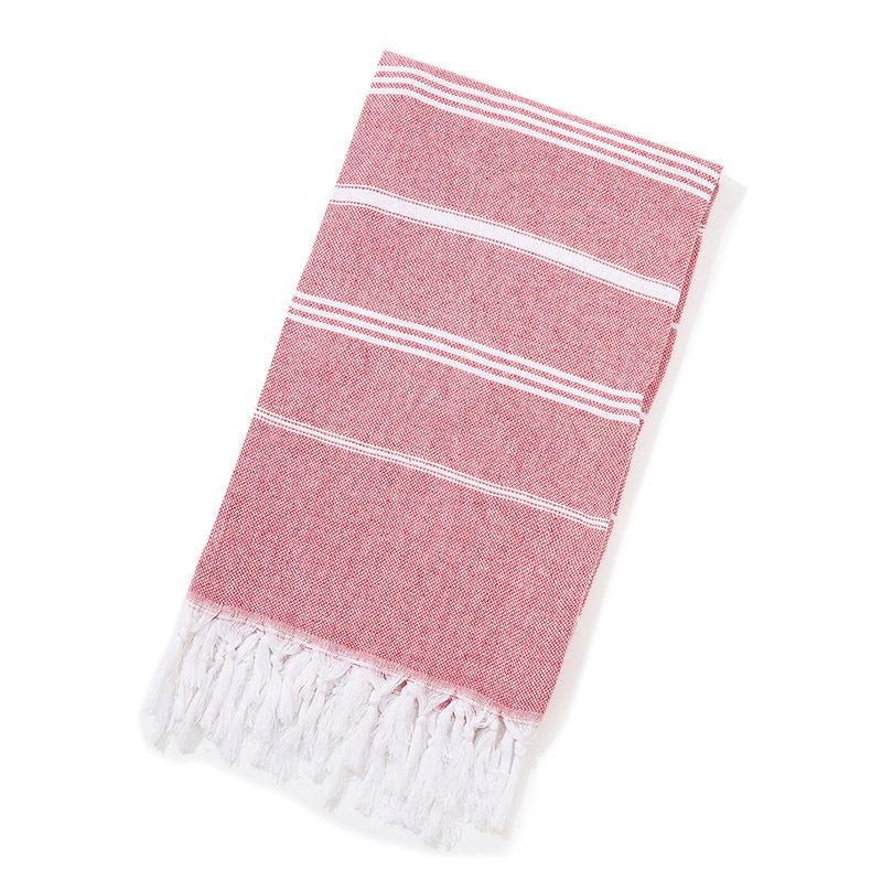 Turkish Cotton Sand-Resistant Striped Beach Shawl/Towel with Tassels