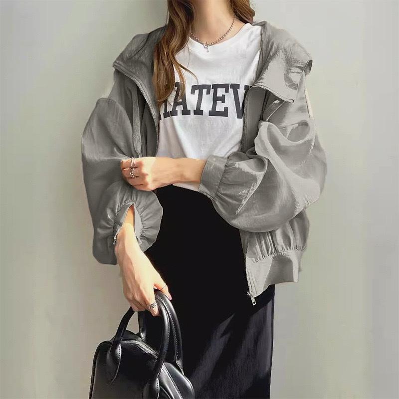 Японский стиль однотонный тонкий солнцезащитный крем новая модная легкая одежда с капюшоном для защиты от солнца для женщин