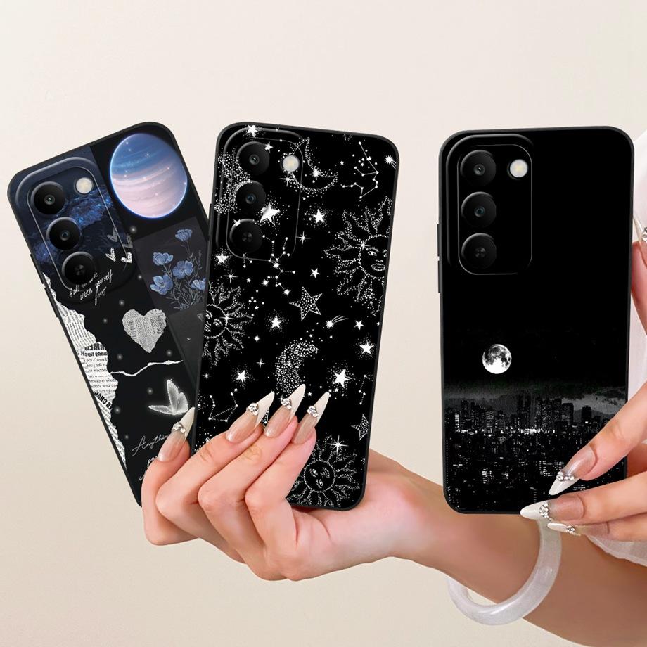 For Realme C83 C100 Phone Case Floral Daisy Aesthetic Moon Nigth Bow Pattern Funda Soft Matte Silicone Back Cover Realme P4 Lite