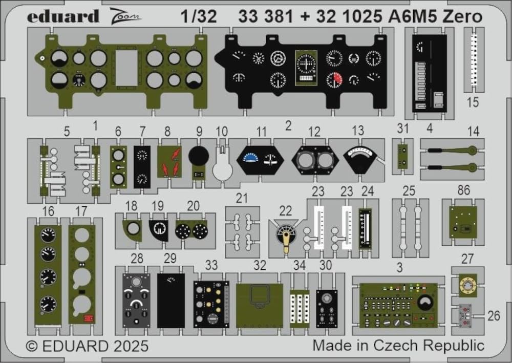 Eduard Mitsubishi Zero Fighter Type 52 Interior Etched Parts Plastic Model Kit Parts EDU321025 1/32 (for Tamiya) (Airplane)