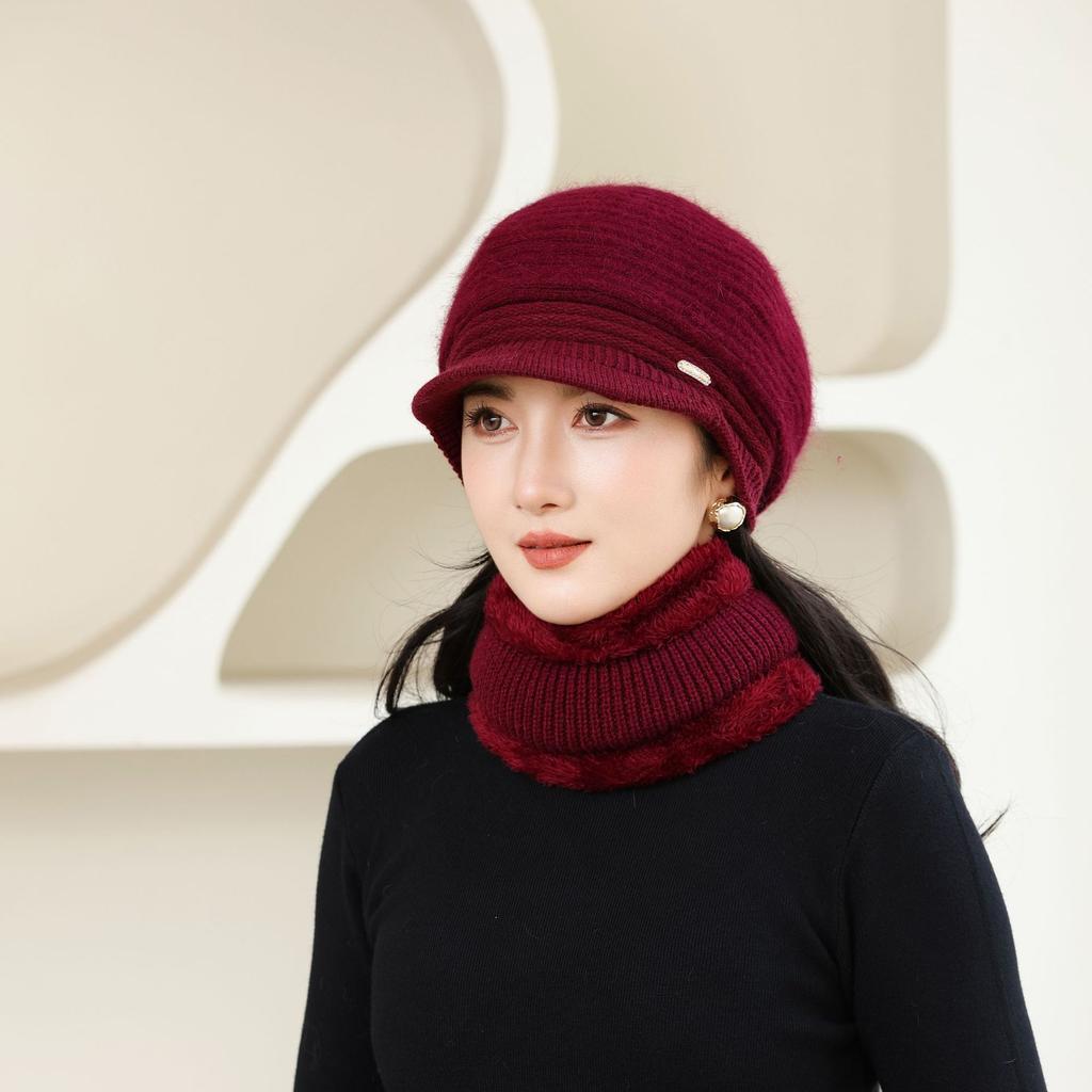 Новая осенне-зимняя шляпа для пожилых мужчин и женщин, вязаная, универсальная, теплая и повседневная, из кроличьего меха, утолщенная, модная шерстяная шляпа-котелок, бабушкин стиль